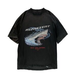 NWT Represent Only The Strong Survive Shark T Shirt in Black Washed Streetwear